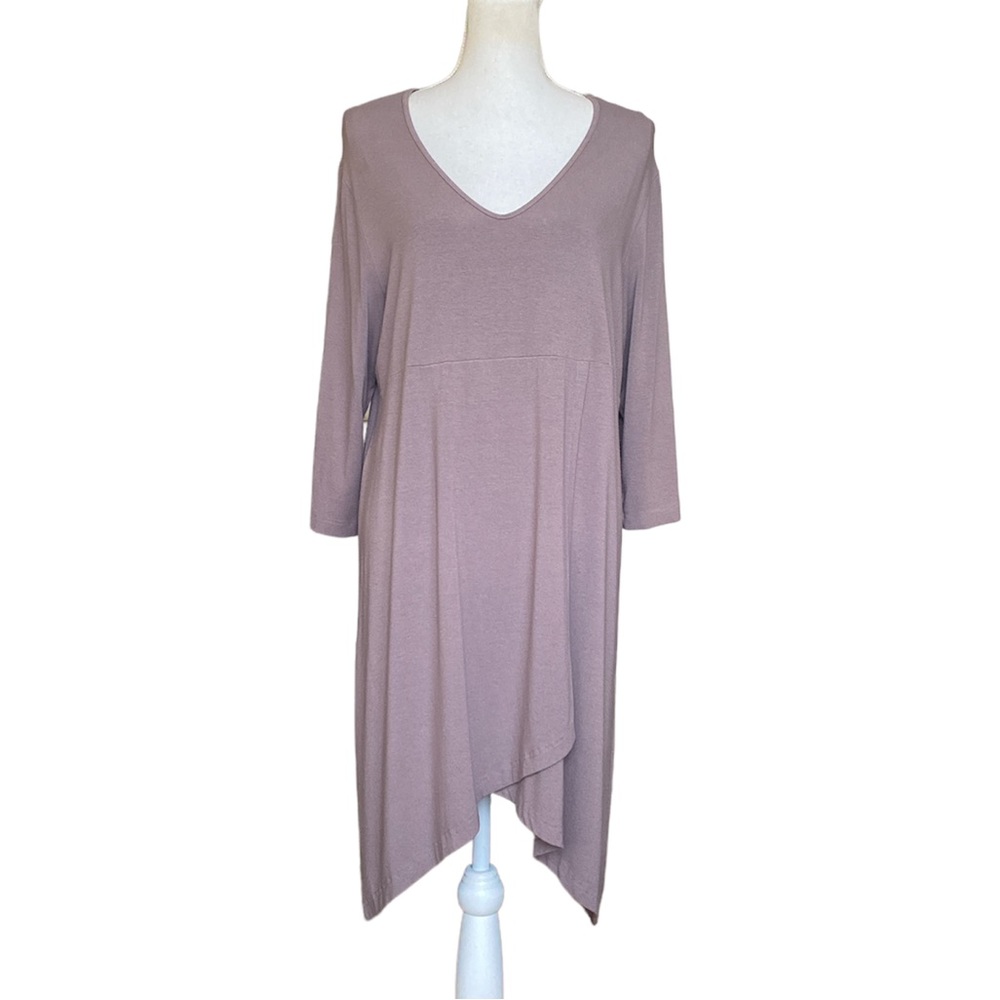 Cut loose Faux Wrap Mauve Jersey Dress L